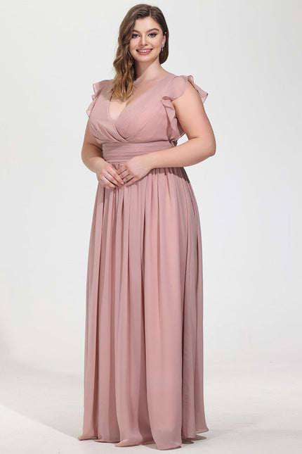 Robe Demoiselle D'Honneur À Volants Rose Pâle - gallery 9