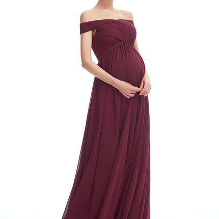 Robe Demoiselle D'Honneur Chiffon Bordeaux