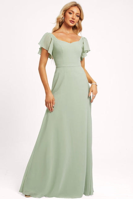 Robe Demoiselle D'Honneur À Volants Rose Pâle