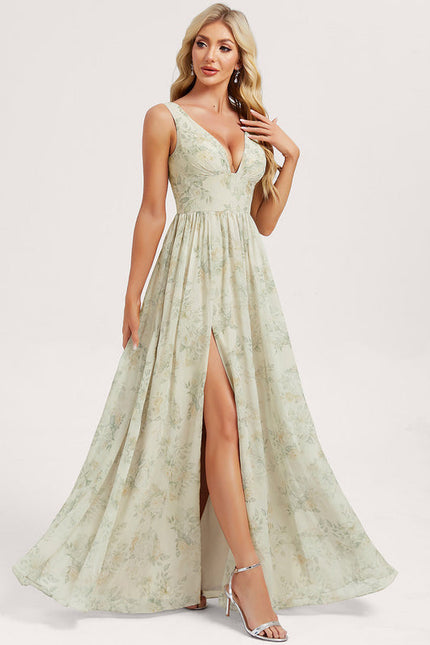 Robe Demoiselle D'Honneur Mousseline Beige - gallery 2