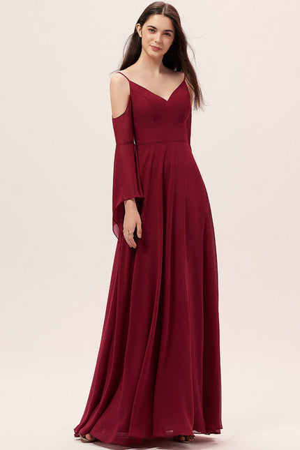 Robe Demoiselle D'Honneur Mousseline Beige - gallery 2