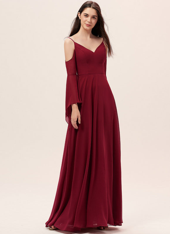 Robe Demoiselle D'Honneur Mousseline Beige - gallery 2