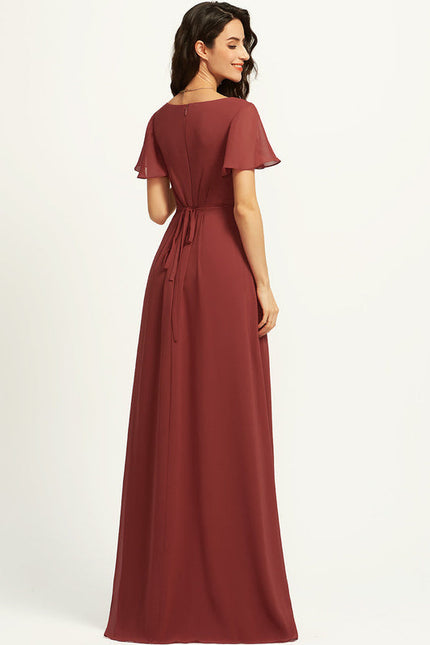 Robe Demoiselle D'Honneur Mousseline Beige - gallery 3