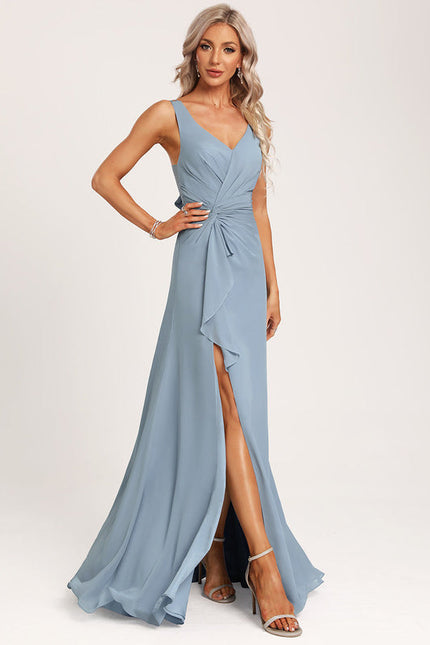 Robe Demoiselle D'Honneur À Volants Rose Pâle - gallery 2