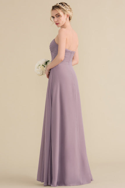 Robe Demoiselle D'Honneur Drapée Bordeaux - gallery 6