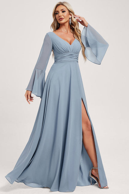 Robe Demoiselle D'Honneur Mousseline Beige - gallery 2