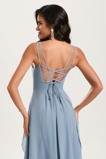 Robe Demoiselle D'Honneur À Volants Rose Pâle - gallery 6