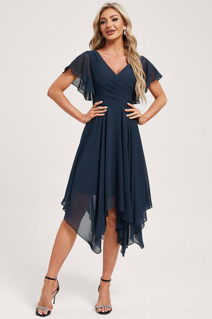 Robe Demoiselle D'Honneur Asymétrique Fluide - gallery 2