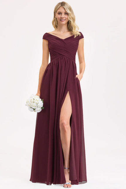 Robe Demoiselle D'Honneur Bordeaux Chic