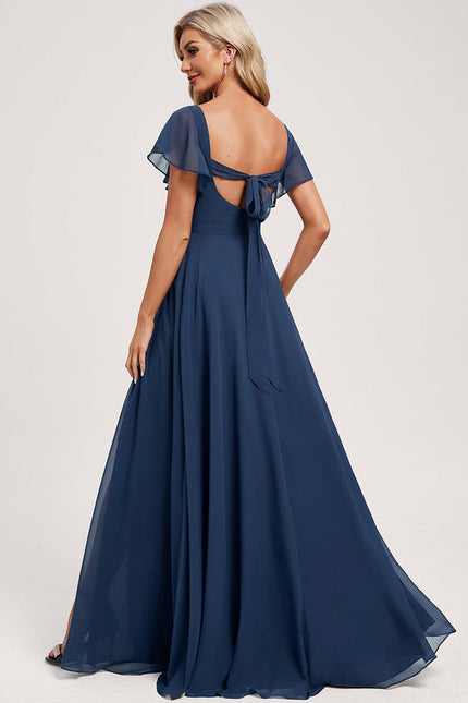 Robe Demoiselle D'Honneur À Volants Rose Pâle - gallery 4