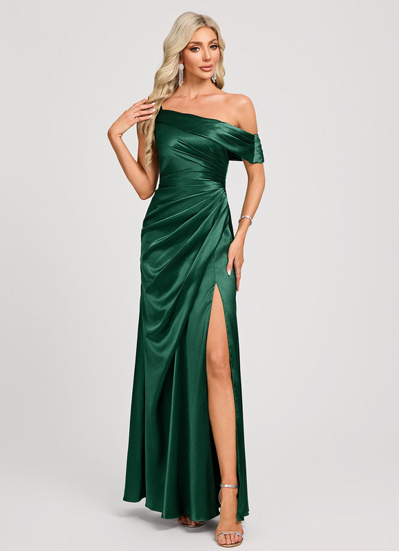 Robe Demoiselle D'Honneur Satin Vert - gallery 3