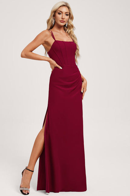 Robe Demoiselle D'Honneur Col Carré Ébène - gallery 2