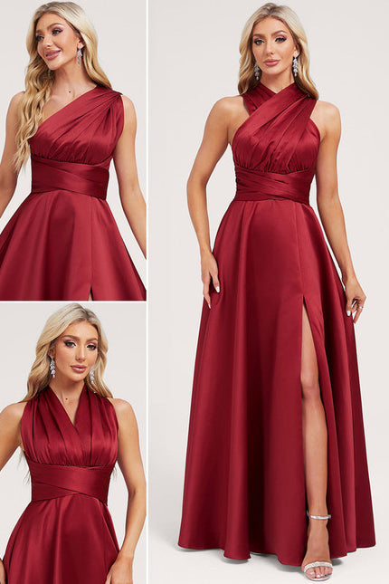 Robe Demoiselle D'Honneur Satin Croisée Élégante