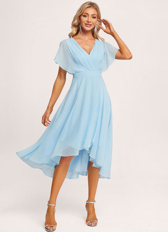 Robe Demoiselle D'Honneur Asymétrique Fluide - gallery 3