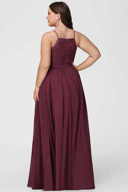 Robe Demoiselle D'Honneur Dentelle Bordeaux - gallery 8