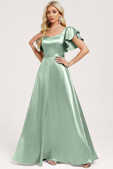 Robe Demoiselle D'Honneur Satin Vert Émeraude - gallery 1