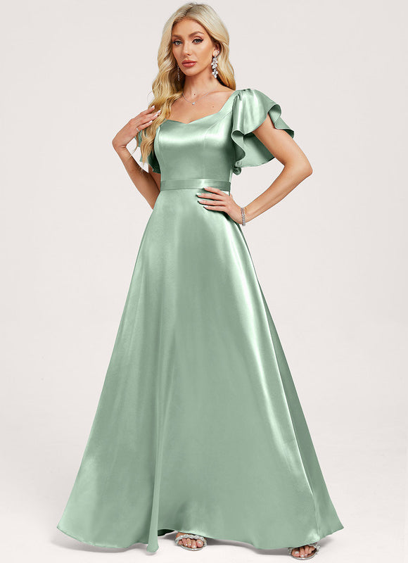 Robe Demoiselle D'Honneur Satin Vert Émeraude - gallery 1
