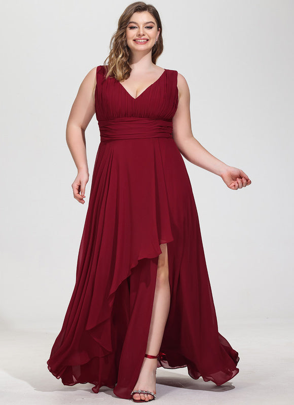 Robe Demoiselle D'Honneur À Volants Rose Pâle - gallery 7