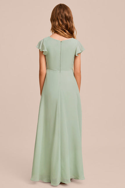 Robe Demoiselle D'Honneur Ailée Vert Pastel - gallery 5