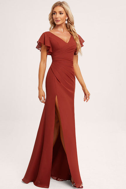 Robe Demoiselle D'Honneur À Volants Rose Pâle - gallery 1