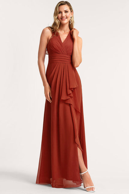 Robe Demoiselle D'Honneur À Volants Rose Pâle