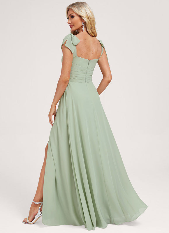 Robe Demoiselle D'Honneur Fluide Vert Tendre - gallery 2