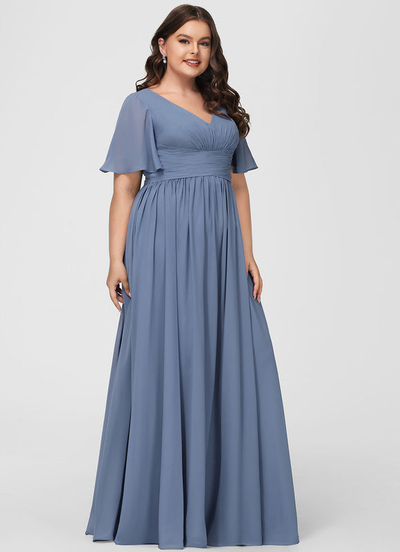 Robe Demoiselle D'Honneur À Volants Rose Pâle - gallery 6