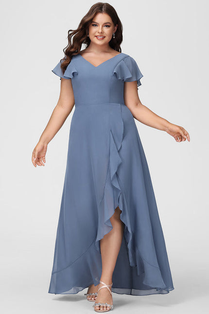 Robe Demoiselle D'Honneur Asymétrique Fluide - gallery 7