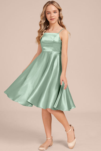 Robe Demoiselle D'Honneur Satinée Verte Douce - gallery 1