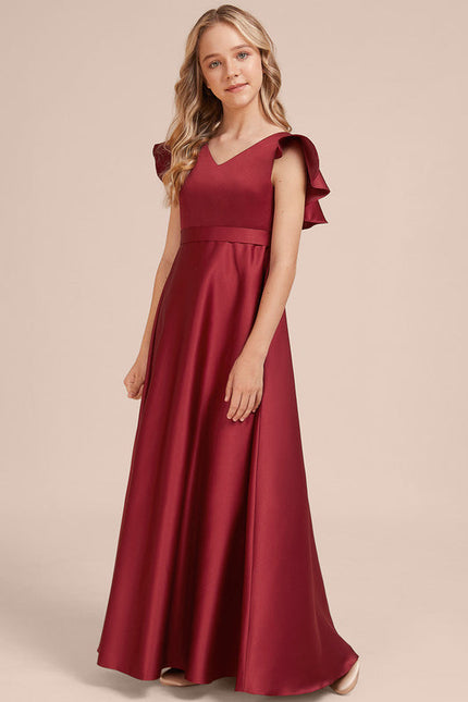 Robe Demoiselle D'Honneur Rouge Velours Fluide - gallery 2