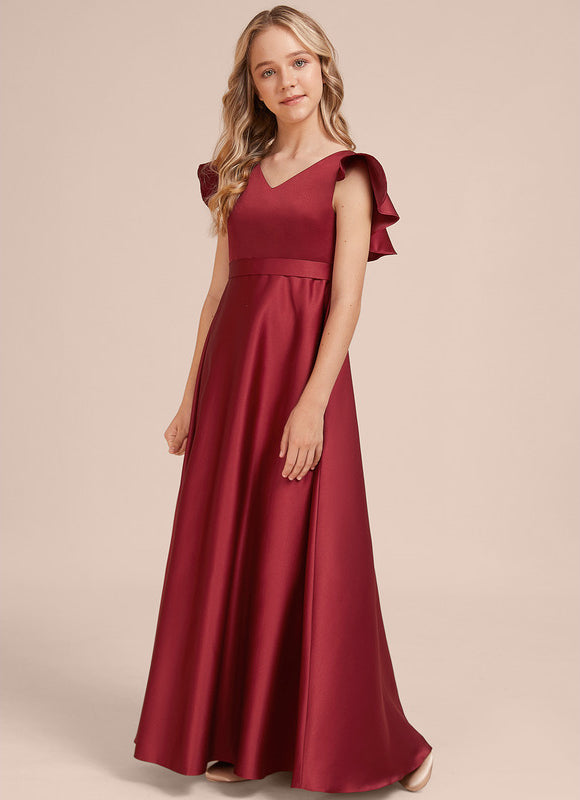 Robe Demoiselle D'Honneur Rouge Velours Fluide - gallery 2