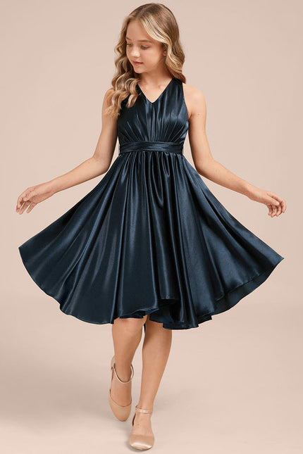 Robe Demoiselle D'Honneur Satin Ciel Ajustée - gallery 2