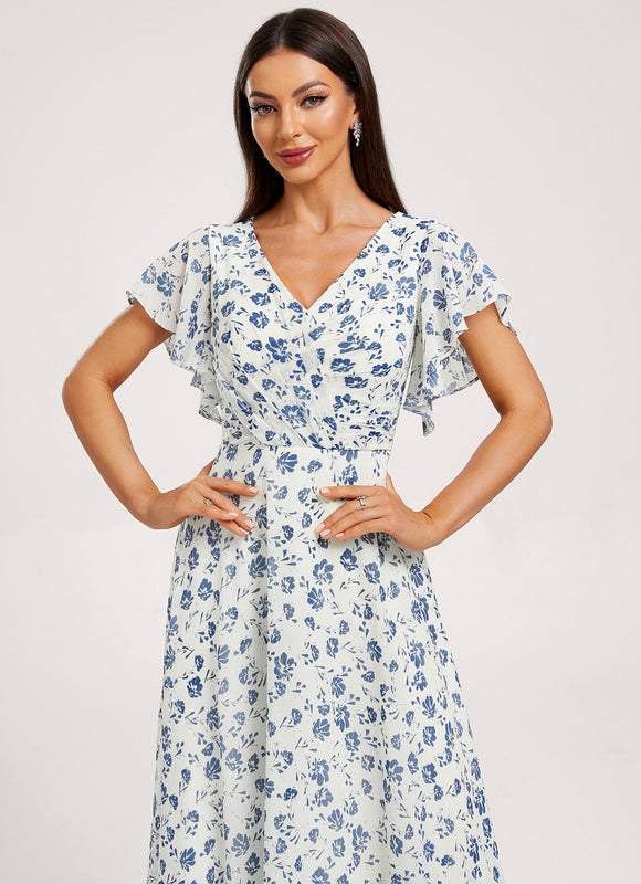 Robe Demoiselle D'Honneur À Volants Rose Pâle - gallery 1