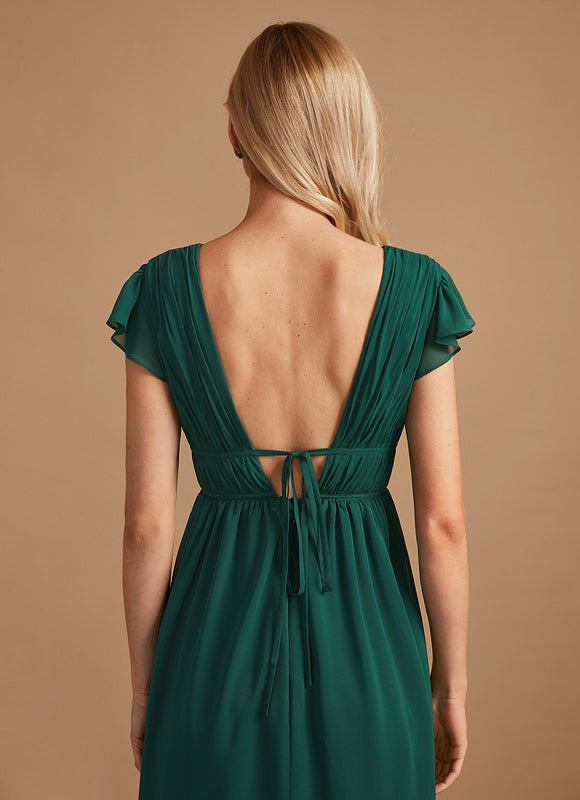 Robe Demoiselle D'Honneur Mousseline Beige - gallery 7