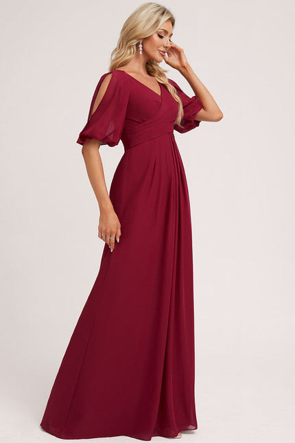 Robe Demoiselle D'Honneur Mousseline Beige - gallery 2