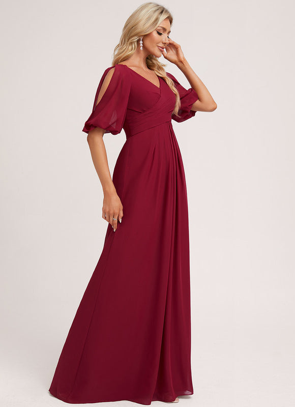 Robe Demoiselle D'Honneur Mousseline Beige - gallery 2