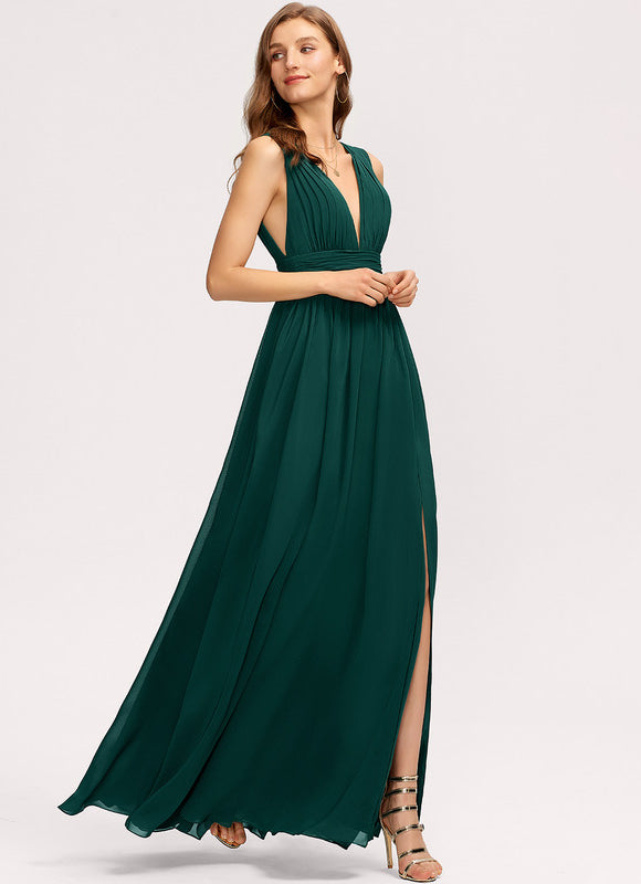 Robe Demoiselle D'Honneur Élégante Bordeaux - gallery 4