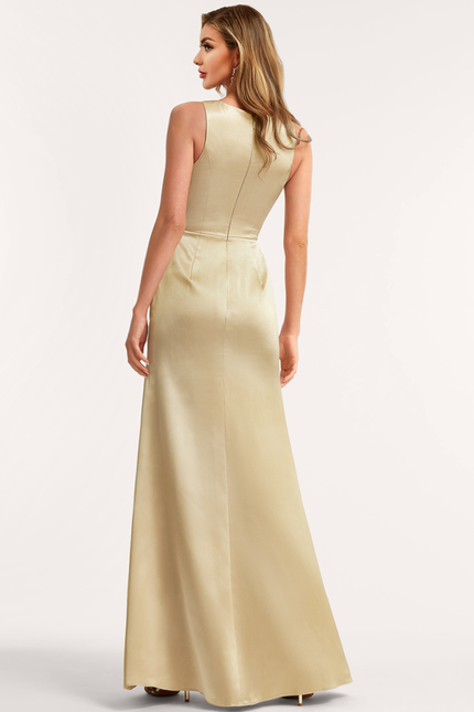 Robe Demoiselle D'Honneur Satinée Dorée - gallery 3