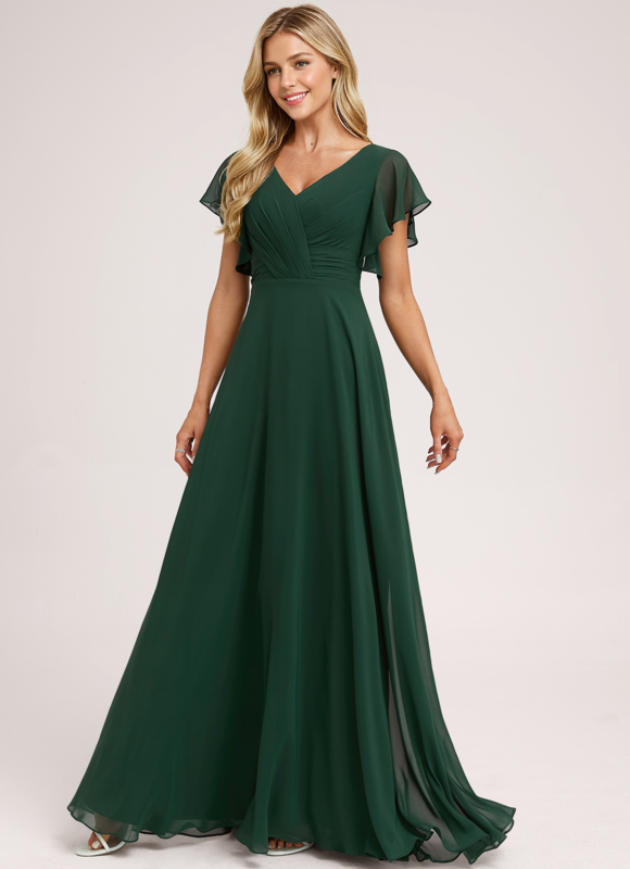 Robe Demoiselle D'Honneur À Volants Rose Pâle - gallery 4