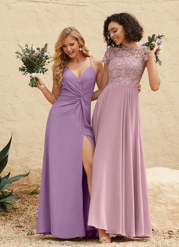 Robe Demoiselle D'Honneur À Volants Rose Pâle - gallery 3