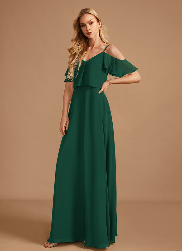 Robe Demoiselle D'Honneur À Volants Rose Pâle - gallery 2