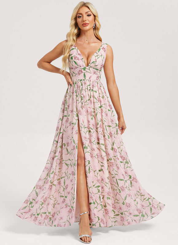 Robe Demoiselle D'Honneur Mousseline Beige