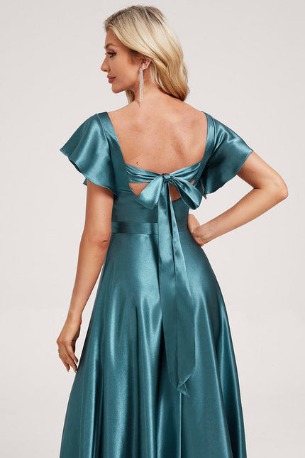 Robe Demoiselle D'Honneur Satin Vert Émeraude - gallery 3