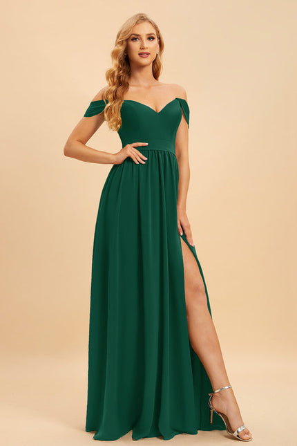 Robe Demoiselle D'Honneur Mousseline Émeraude - gallery 1