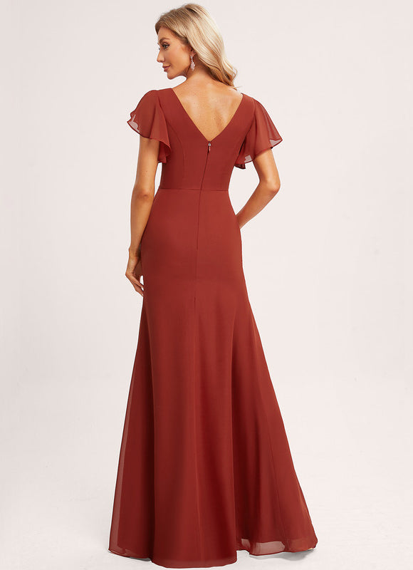 Robe Demoiselle D'Honneur À Volants Rose Pâle - gallery 3