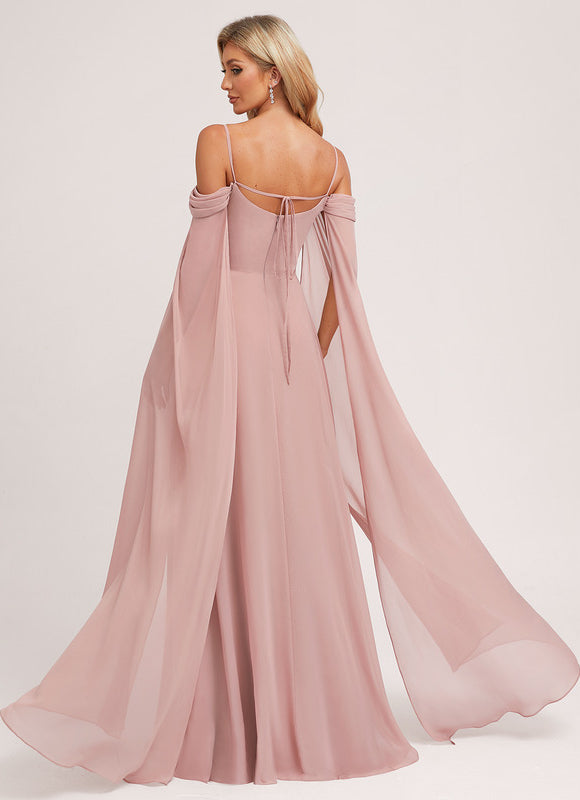 Robe Demoiselle D'Honneur Col Carré Flottante - gallery 6