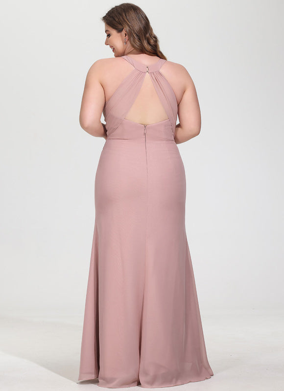 Robe Demoiselle D'Honneur À Volants Rose Pâle - gallery 8