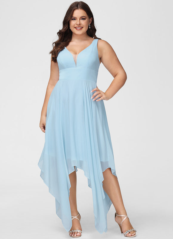 Robe Demoiselle D'Honneur Asymétrique Fluide - gallery 9