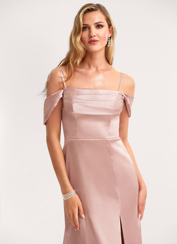 Robe Demoiselle D'Honneur Satin Rose Poudré - gallery 3