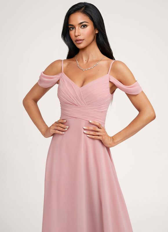 Robe Demoiselle D'Honneur Fluide Beige - gallery 2